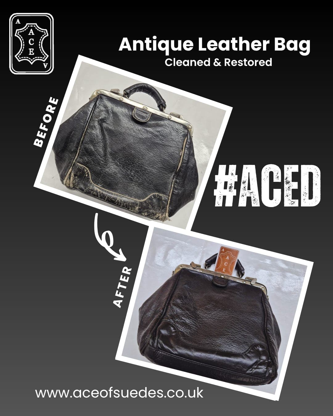 Antique Leather Bag — Cleaned & Restored