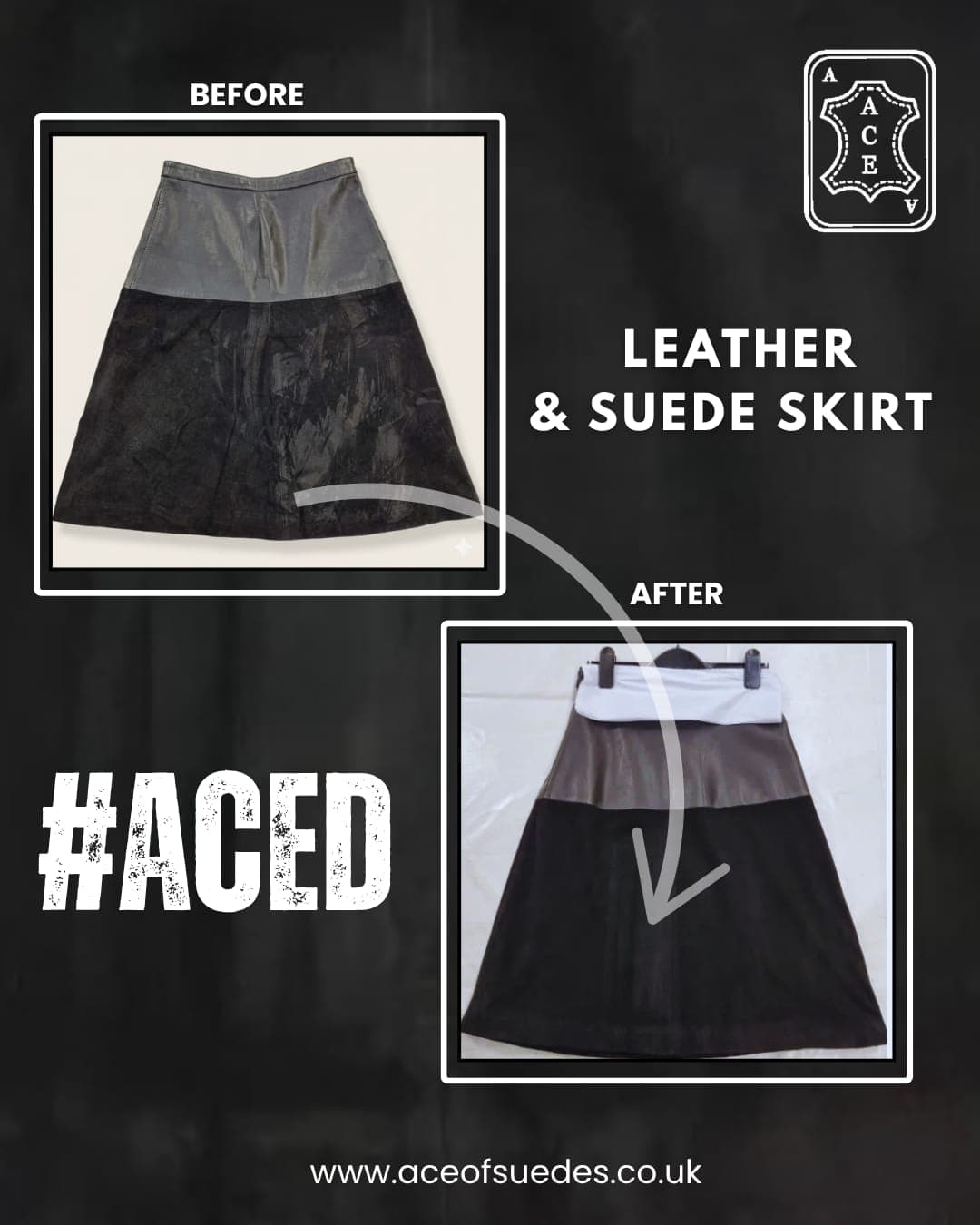 Leather & Suede Skirt — Mixed Material Clean