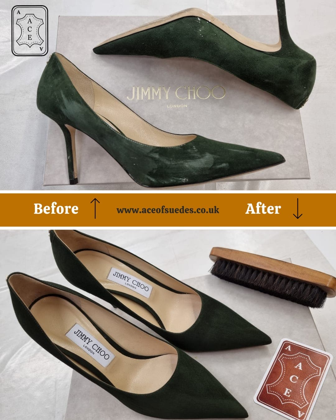 Jimmy Choo green suede heels