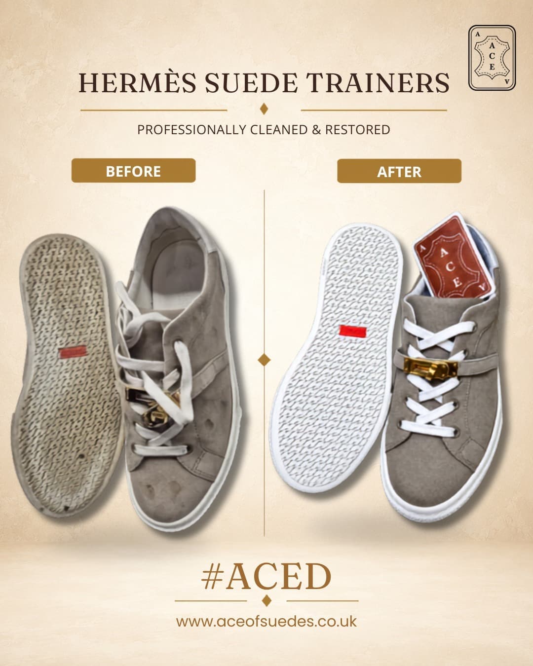 Hermès suede trainers cleaned and restored