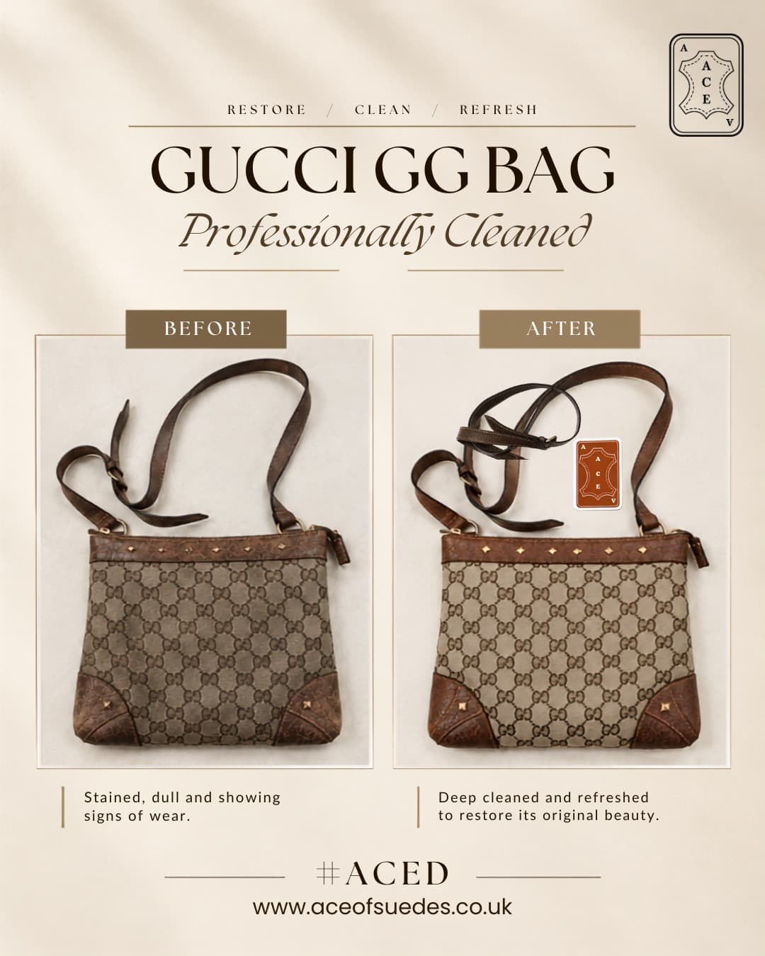 Gucci GG bag professionally cleaned