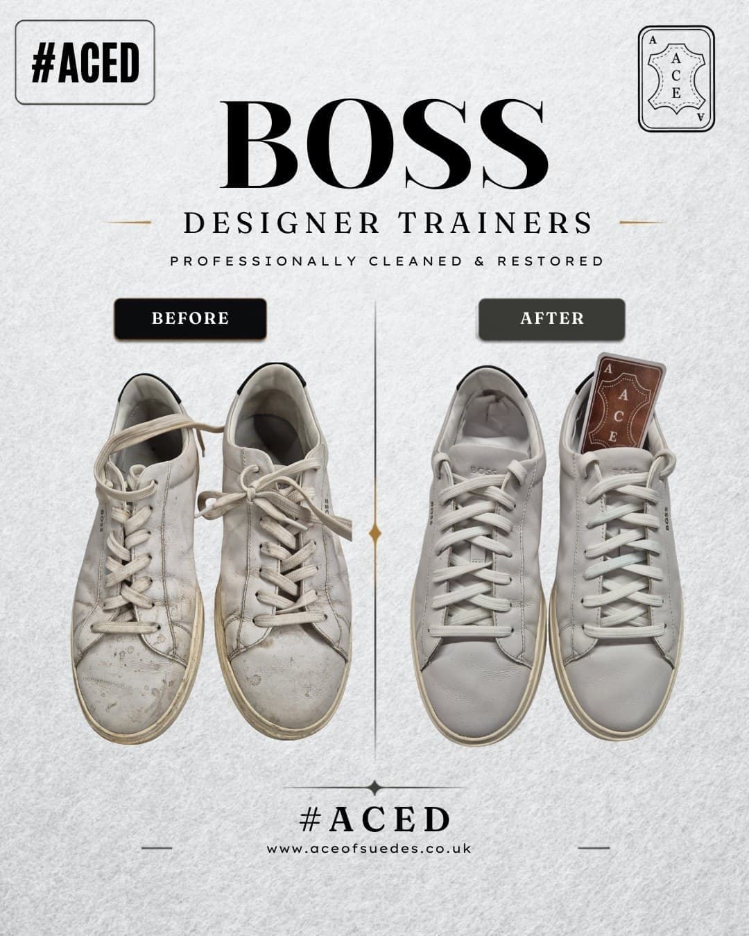 Boss designer trainers cleaned and restored