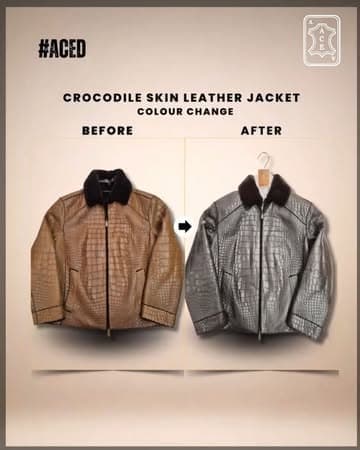 Crocodile skin leather jacket colour change