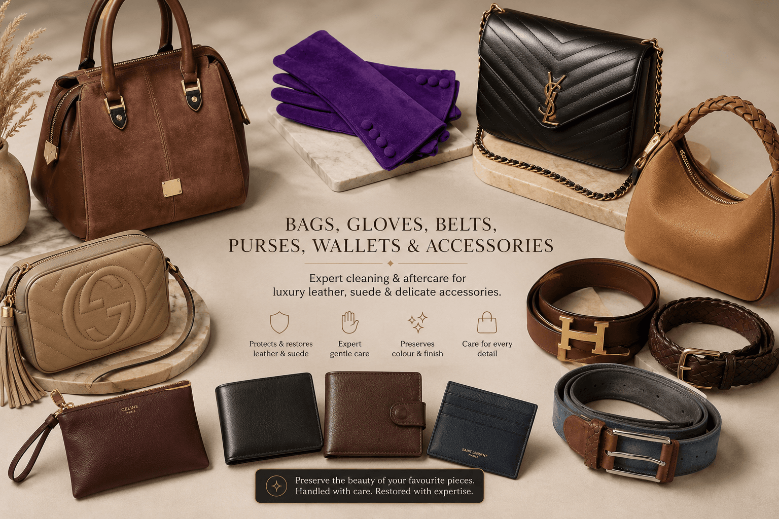Bags, Belts, Gloves & Accessories — specialist cleaning service